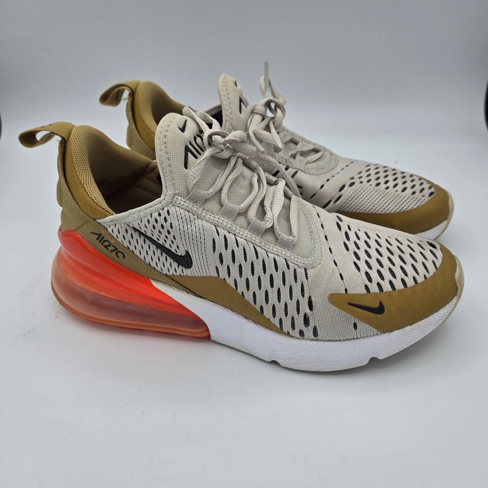 Nike Air Max‎ 270 Beige Black Orange Athletic Running Shoes Sneakers